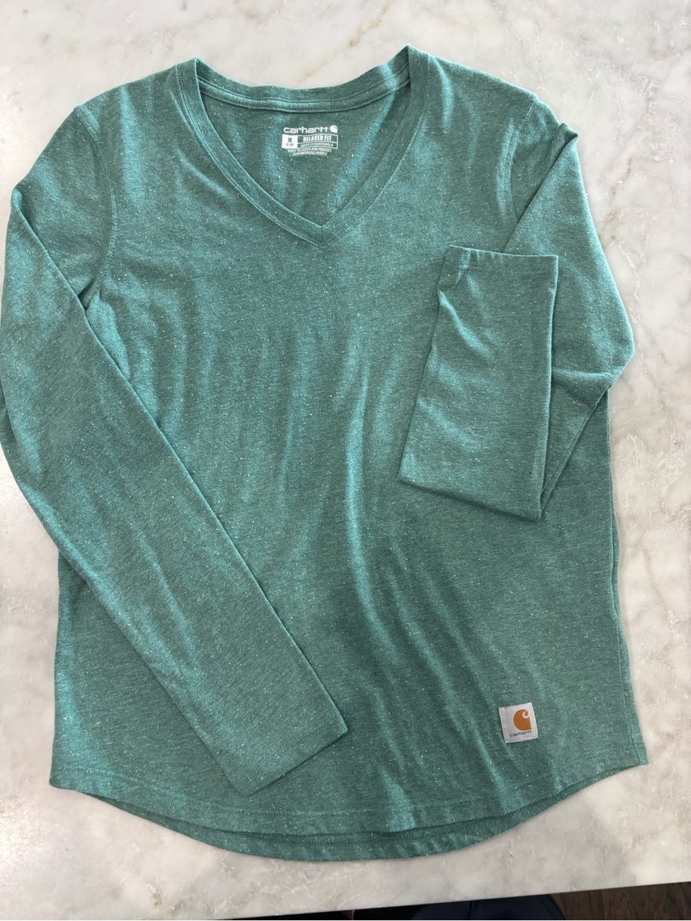 Carhartt Women’s Teal V-Neck Long Sleeve Tee
